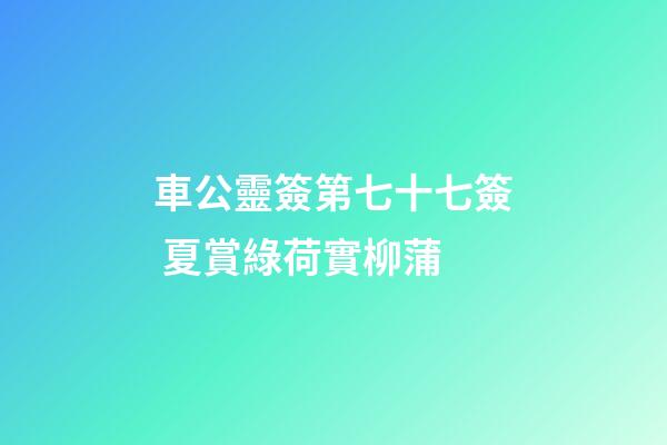 車公靈簽第七十七簽 夏賞綠荷實柳蒲